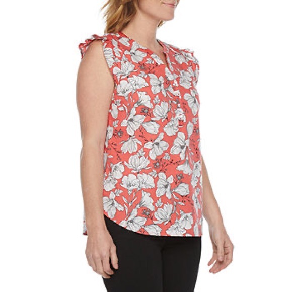 NWOT Liz Claiborne Womens Split Crew Neck Short Sleeve Blouse - Picture 2 of 6